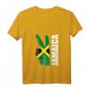 Damen T-Shirt mit Jamaika-Flagge 'Peace In Jamaica' - Reggae & Jamaican Pride Shirt mit V-Ausschnitt