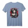 Rätselhafter Vampir Schädel T-Shirt mit Roten Augen und Blut - Gothic Design für Damen und Herren im japanischen Stil