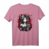Rätselhafter Vampir Schädel T-Shirt mit Roten Augen und Blut - Gothic Design für Damen und Herren im japanischen Stil
