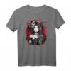 Rätselhafter Vampir Schädel T-Shirt mit Roten Augen und Blut - Gothic Design für Damen und Herren im japanischen Stil