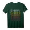 Shari Retro Wordmark Pattern - Vintage Style T-Shirt mit Retro Farben und Schrift, hergestellt in Ann Arbor