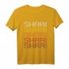 Shari Retro Wordmark Pattern - Vintage Style T-Shirt mit Retro Farben und Schrift, hergestellt in Ann Arbor