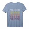 Shari Retro Wordmark Pattern - Vintage Style T-Shirt mit Retro Farben und Schrift, hergestellt in Ann Arbor