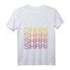 Shari Retro Wordmark Pattern - Vintage Style T-Shirt mit Retro Farben und Schrift, hergestellt in Ann Arbor