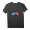 Damen T-Shirt mit Russland, Kasachstan und Kirgisistan Flagge – V-Ausschnitt für Heimatverbundene & russische Wurzeln, perfekte Geschenkidee