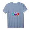 Damen T-Shirt mit Russland, Kasachstan und Kirgisistan Flagge – V-Ausschnitt für Heimatverbundene & russische Wurzeln, perfekte Geschenkidee
