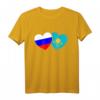 Russland Kasachstan Flagge CCCP UdSSR Sowjetunion Liebe Herz T-Shirt – Patriotisches Geschenk für Russland- und Kasachstan-Liebhaber