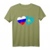 Russland Kasachstan Flagge CCCP UdSSR Sowjetunion Liebe Herz T-Shirt – Patriotisches Geschenk für Russland- und Kasachstan-Liebhaber