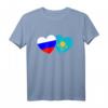 Russland Kasachstan Flagge CCCP UdSSR Sowjetunion Liebe Herz T-Shirt – Patriotisches Geschenk für Russland- und Kasachstan-Liebhaber