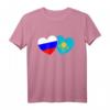 Russland Kasachstan Flagge CCCP UdSSR Sowjetunion Liebe Herz T-Shirt – Patriotisches Geschenk für Russland- und Kasachstan-Liebhaber