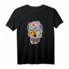 Bunter Totenkopf Blumen T-Shirt mit Tag der Toten Motiv – Lustiges Geschenk für Freunde & Kollegen zu Geburtstag oder Weihnachten