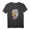 Bunter Totenkopf Blumen T-Shirt mit Tag der Toten Motiv – Lustiges Geschenk für Freunde & Kollegen zu Geburtstag oder Weihnachten