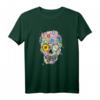 Bunter Totenkopf Blumen T-Shirt mit Tag der Toten Motiv – Lustiges Geschenk für Freunde & Kollegen zu Geburtstag oder Weihnachten