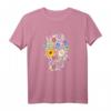 Bunter Totenkopf Blumen T-Shirt mit Tag der Toten Motiv – Lustiges Geschenk für Freunde & Kollegen zu Geburtstag oder Weihnachten