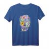 Bunter Totenkopf Blumen T-Shirt mit Tag der Toten Motiv – Lustiges Geschenk für Freunde & Kollegen zu Geburtstag oder Weihnachten