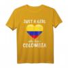Just A Girl Who Loves Colombia T-Shirt – Lustiges Reise- & Fußball-Outfit für Damen, Mädchen & Kinder als Geschenk für Kolumbien-Fans und Reiseliebhaber