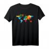 Bunte Weltkarte T-Shirt für Weltenbummler und Abenteurer – Perfekt für Reisen, Weltreise & Landkartenliebhaber