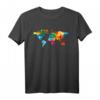 Bunte Weltkarte T-Shirt für Weltenbummler und Abenteurer – Perfekt für Reisen, Weltreise & Landkartenliebhaber