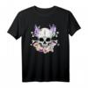 Blumen Totenkopf Lavendel Hibiskus Schädel T-Shirt – Floral Skull Design für Halloween, Día de los Muertos & Pflanzenliebhaber