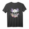 Blumen Totenkopf Lavendel Hibiskus Schädel T-Shirt – Floral Skull Design für Halloween, Día de los Muertos & Pflanzenliebhaber