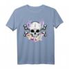 Blumen Totenkopf Lavendel Hibiskus Schädel T-Shirt – Floral Skull Design für Halloween, Día de los Muertos & Pflanzenliebhaber