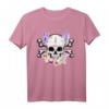 Blumen Totenkopf Lavendel Hibiskus Schädel T-Shirt – Floral Skull Design für Halloween, Día de los Muertos & Pflanzenliebhaber