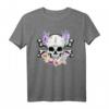 Blumen Totenkopf Lavendel Hibiskus Schädel T-Shirt – Floral Skull Design für Halloween, Día de los Muertos & Pflanzenliebhaber