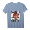 Damen Chienzilla Japanische Dogzilla Leonberger T-Shirt mit V-Ausschnitt – Lustiges Cartoon-Hundemotiv, Perfektes Geschenk für Hundeliebhaber