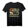 Life Better Leonberger Vintage Hund Mama Papa T-Shirt – Lustiges Retro-Geschenk für Hundeliebhaber zu Weihnachten & Geburtstag