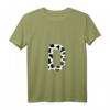 Damen Creative Bold Marker Buchstabe D – Kuhmuster Design T-Shirt mit V-Ausschnitt, leicht und klassisch geschnitten
