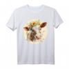 Niedliches Baby-Kuh-Kalb T-Shirt mit Sonnenblumen - Aquarell-Bauernhof-Design für Tierliebhaber, Mädchen & Frühlingsliebhaber