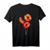 Rot Mohn Wasser Farbe Blumen T-Shirt - Aquarell Blumen Muster, Klassisch geschnitten, Doppelt genähter Saum
