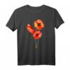 Rot Mohn Wasser Farbe Blumen T-Shirt - Aquarell Blumen Muster, Klassisch geschnitten, Doppelt genähter Saum
