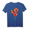 Rot Mohn Wasser Farbe Blumen T-Shirt - Aquarell Blumen Muster, Klassisch geschnitten, Doppelt genähter Saum