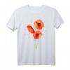 Rot Mohn Wasser Farbe Blumen T-Shirt - Aquarell Blumen Muster, Klassisch geschnitten, Doppelt genähter Saum