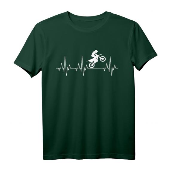 Motocross Motorrad Herzschlag EKG T-Shirt – Lustiges Motorsport Biker Shirt für Kinder, Männer & Frauen als Geschenk zu Weihnachten, Ostern & Geburtstag