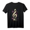 Notenschlüssel mit Schmetterlingen Musik T-Shirt für Frauen – Elegantes Kleidungsstück für Musik- und Naturliebhaberinnen