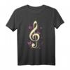 Notenschlüssel mit Schmetterlingen Musik T-Shirt für Frauen – Elegantes Kleidungsstück für Musik- und Naturliebhaberinnen