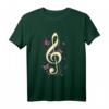 Notenschlüssel mit Schmetterlingen Musik T-Shirt für Frauen – Elegantes Kleidungsstück für Musik- und Naturliebhaberinnen