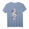 Notenschlüssel mit Schmetterlingen Musik T-Shirt für Frauen – Elegantes Kleidungsstück für Musik- und Naturliebhaberinnen