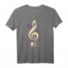 Notenschlüssel mit Schmetterlingen Musik T-Shirt für Frauen – Elegantes Kleidungsstück für Musik- und Naturliebhaberinnen