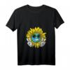 Damen Hippie Sonnenblume Planet Erde Friedenszeichen Natur V-Ausschnitt T-Shirt – Nachhaltige Festival-Mode & Umweltschutz