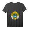 Damen Hippie Sonnenblume Planet Erde Friedenszeichen Natur V-Ausschnitt T-Shirt – Nachhaltige Festival-Mode & Umweltschutz