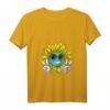 Damen Hippie Sonnenblume Planet Erde Friedenszeichen Natur V-Ausschnitt T-Shirt – Nachhaltige Festival-Mode & Umweltschutz