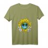 Damen Hippie Sonnenblume Planet Erde Friedenszeichen Natur V-Ausschnitt T-Shirt – Nachhaltige Festival-Mode & Umweltschutz