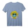 Damen Hippie Sonnenblume Planet Erde Friedenszeichen Natur V-Ausschnitt T-Shirt – Nachhaltige Festival-Mode & Umweltschutz