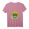 Damen Hippie Sonnenblume Planet Erde Friedenszeichen Natur V-Ausschnitt T-Shirt – Nachhaltige Festival-Mode & Umweltschutz