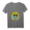 Damen Hippie Sonnenblume Planet Erde Friedenszeichen Natur V-Ausschnitt T-Shirt – Nachhaltige Festival-Mode & Umweltschutz