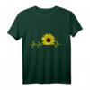 Blühende Sonnenblume mit Herzschlag T-Shirt - Natur- und Blumenliebe, ideales Geschenk zum Muttertag, Valentinstag & Geburtstag