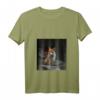 Damen Vaporwave Fuchs Aesthetic Fox Natur T-Shirt mit V-Ausschnitt – Perfekt für Festivals, Partys & Naturliebhaber